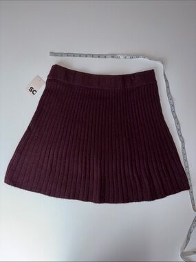 SO Ribbed Knit Skater Skirt - Burgundy Plum
